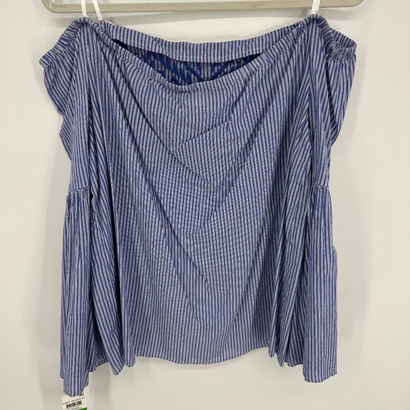 3/$25 INC International Concepts Off Shoulder Top L Long Bell Sleeve Embroidered - Picture 4 of 6